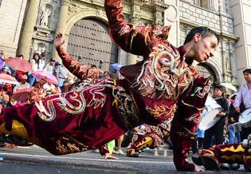 Dancing for the Virgin of Candelaria in Puno, Peru
