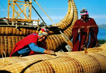 Shipbuilders of Suriqui Island in Lake Titicaca, Bolivia