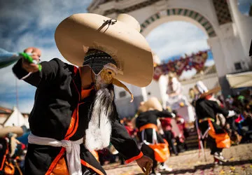 Virgin of Candelaria Festival dancer in Copacabana, Bolivia