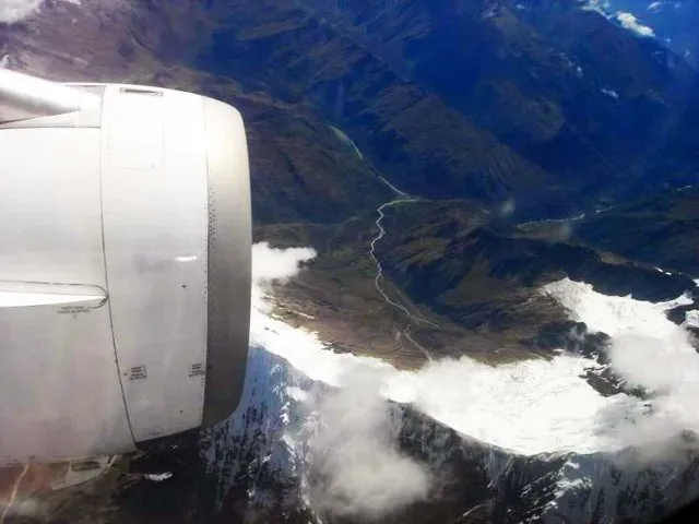 Flying over the Andes en route to Cusco and Machu Picchu.