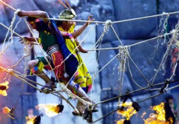 Competing youths at the Warachicuy Festival in Cusco