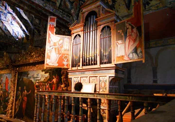Playing the antique organ at San Pedro Church in Andahuaylil