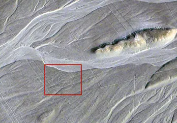 Aerial shot of the spiral segment of the supposed labyrinth.