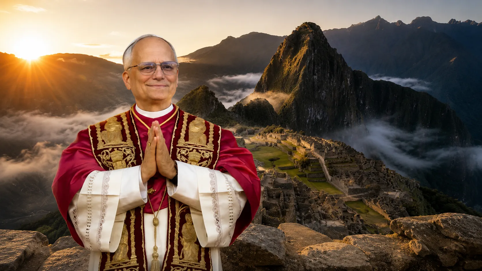 papa león XIV en Machu Picchu