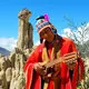 Musician at the Valley of the Moon near La paz Bolivia