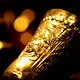 Pre-Columbian golden relic at the Gold Museum in Lima, Peru