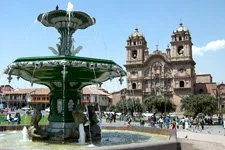 Fountain in the Plaza de Armas Main Square of Cusco, Peru.
