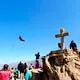 Condors flying over Colca Canyon lookout near Arequipa, Peru