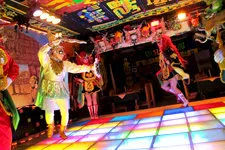 Bolivia dance show at night in traditional Peña in La Paz