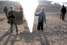 Morning Sun Geysers in Uyuni Salar near Potosi, Bolivia.