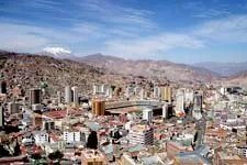 Panoramic view of the city La Paz, Boliva and the surroundin