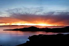 Sunset on Sun Island in Lake Titicaca near Copacabana, Boliv