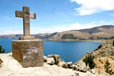 Panoramic view of Lake Titicaca from Copacabana, Bolivia.