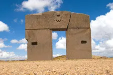 The Sun Gate at Tiawanaku Archeological Complex in Bolivia.