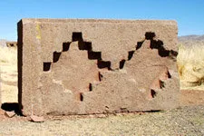 Ruins at Tiawanaku Archeological Complex in Bolivia.