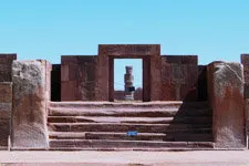 Main section of Kalasasaya Temple at Tiawanaku ruins in Boli