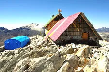Base camp for climbing Mt. Huayna Potosi near La Paz, Bolivi