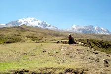 Trekking the Sorata path to glacier lagoon near La Paz, Boli