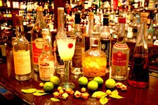 Bottles of Wine and Pisco, famed products of Ica, Peru.