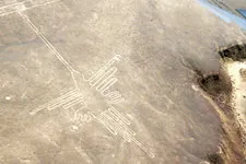 Overhead view from flight of the hummingbird in the Nazca Li