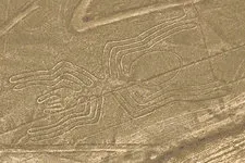 View from flight of the spider figure in the Nazca Lines in 