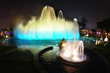 Tall fountain in the Magic Water Circuit park in Lima,  Peru