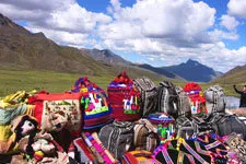 Traditional textiles sold at La Raya along the Cusco to Puno