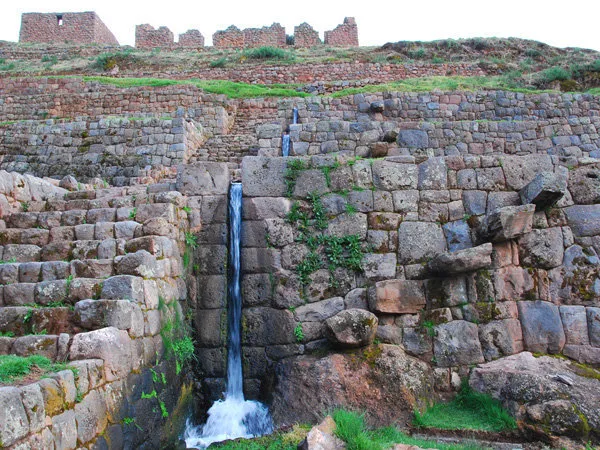 Water canals in the Tipon ruins in the Sacred Valley near Cu