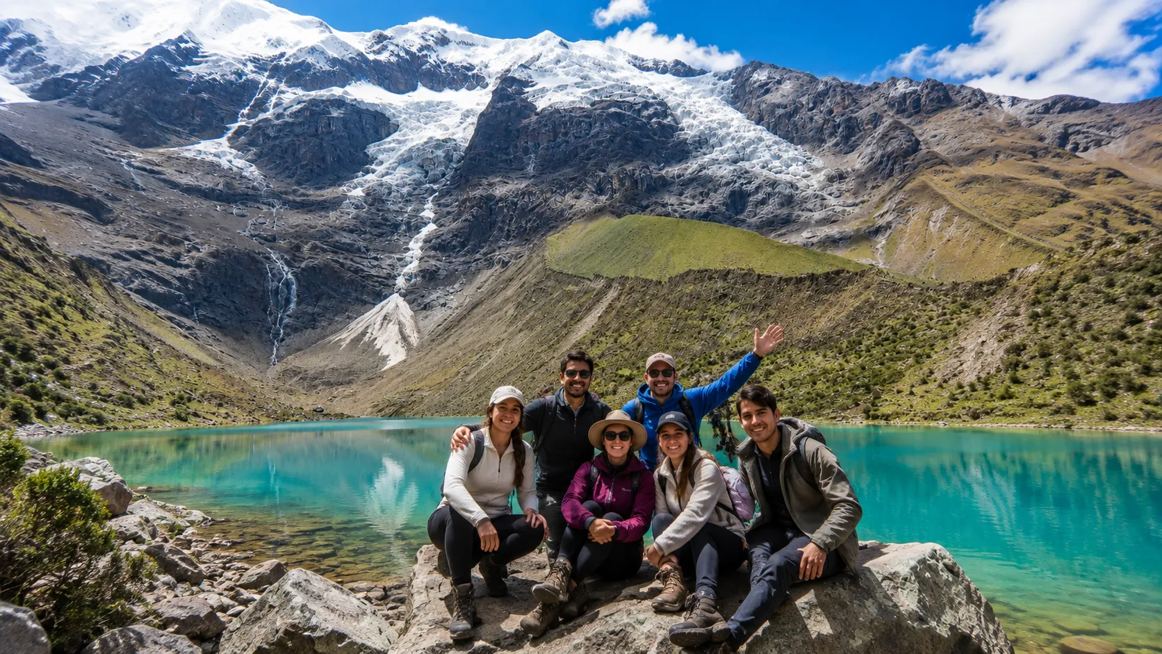 tourist group in the humanaty lake